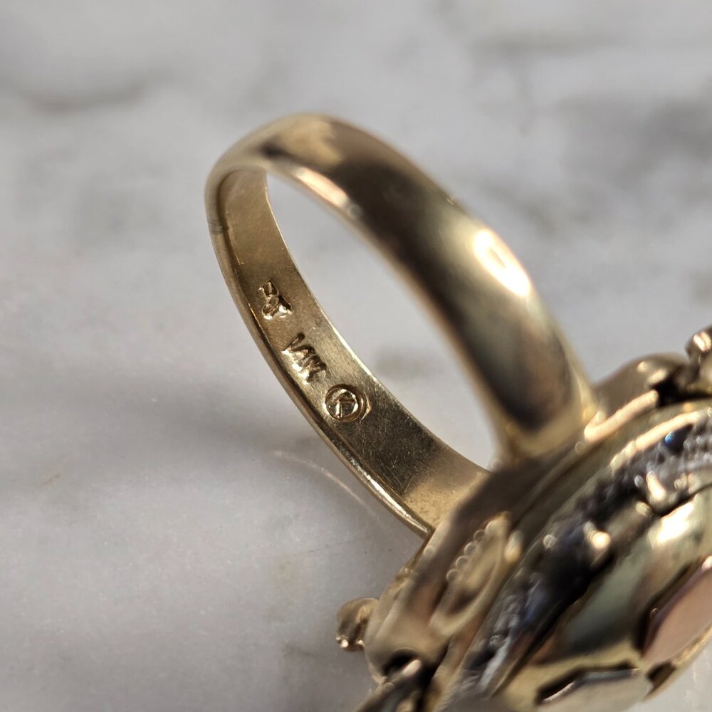 Womens Vintage Estate 14K Yellow & Rose Gold Turtle Ring 7.9g E4373 - Picture 5 of 6
